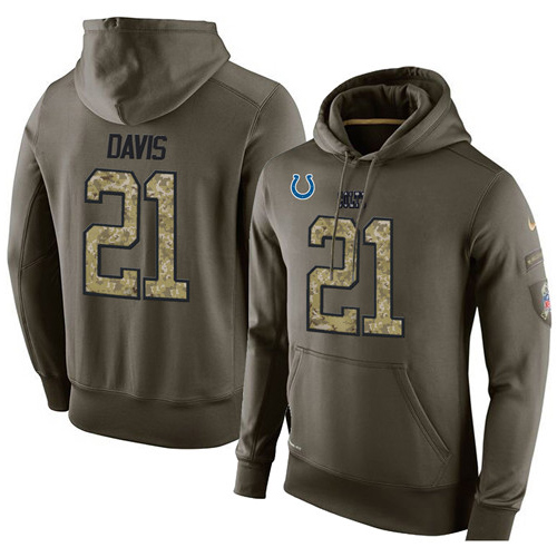 NFL Nike Indianapolis Colts #21 Vontae Davis Green Salute To Service Men's Pullover Hoodie